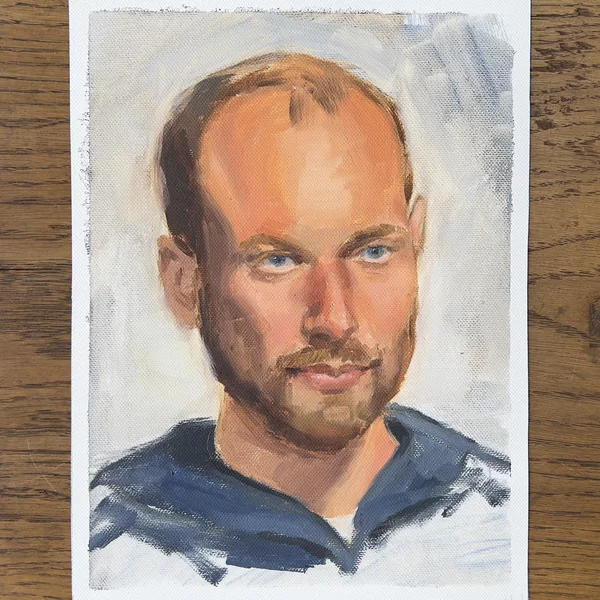 Ölportrait eines jungen Mannes mit Glatze