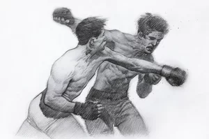 Fighters Drawing in Pencil